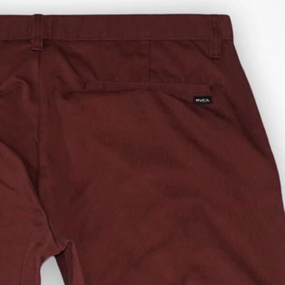 RVCA Men's Chino Pants Burgundy Maroon 38x32 Straight Slim Fit Flat Front - Picture 4 of 6